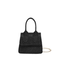 Mini black sequined handbag for women with shiny texture and golden chain strap - Black