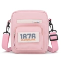 Bolso bandolera cuadrado rosa de estilo japonés con correa ajustable y bordado 1876 - Rosa