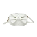 Bolso bandolera acolchado blanco para mujer con lazo grande y detalles dorados modernos - Blanco