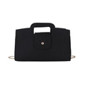 Bolso negro con grabado de cocodrilo, cierre metálico dorado y correa de cadena - Negro