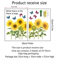 Stickers muraux en PVC avec tournesols et papillons pour décoration intérieure - Ensemble de 2 Feuilles (25*35cm)