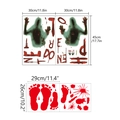 Macro detail of Halloween bloody handprints and HELP text stickers for glass wall decor - Shadow Figures Handprints Footprints Combo Style (1690B+WS001B)