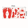 Detail view of bloody footprints and splatter stickers with dimensions 57cm x 26.5cm - Red Blood Footprints Splatter Style (WS001B)