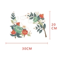 Detail van bloemen muurstickers met groene en oranje vintage bloemen, afmeting 30x20cm - Vintage Groen Oranje Bloemencluster (Y1539)