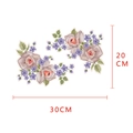 Detailed view of floral wall decals showing dimensions of 20cm height and 30cm width - Pink Purple Rose Pastoral Style (Y1542)