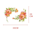 Detail showing 30x20cm watercolor floral sticker with pink flowers and green leaves - Pink Orange Watercolor Flowers (Y1544)