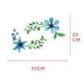 Detailed view of watercolor blue flower stickers with dimensions 30cm x 20cm on white background - Blue Watercolor Floral Berries (Y1547)