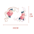 Detail of floral wall sticker with pink roses, blue leaves and gold vine patterns - Pink Rose Blue Leaf Vines (Y1548)