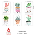 Dettaglio con dimensioni del set di 6 adesivi per piante grasse in stile acquerello - Un Set Di 6
