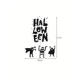 Halloween black spider wall sticker decal showing size dimensions of 42cm by 57cm - Monsters Lettering Style (f001)