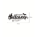 Detailed size specifications for black Happy Halloween spider and bat wall decals 57x25cm - Bat Spider Lettering Style (f004)