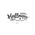 Dettaglio dimensioni adesivo murale Happy Halloween con ragno di 57cm per 25cm - Stile Trick Or Treat (f007)