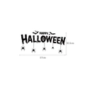 Dettaglio adesivo da parete Happy Halloween con ragni e pipistrelli, misura 57x30,5cm - Stile Testo Pipistrello Ragni Multipli (f008)
