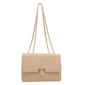 Bolso beige con relieve de cocodrilo, correa de cadena dorada y cierre giratorio cuadrado - Caqui