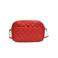 Chique rode gewatteerde PU-leren crossbodytas met zilverkleurige details en riem - Rood