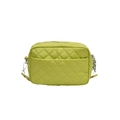 Neon groen gewatteerde crossbody tas van kunstleer met zilveren hardware en hanger - Groen