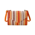 Borsa a tracolla intrecciata etnica con righe verticali e tracolla arancione - Arancione