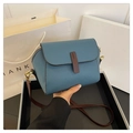 Elegant fog blue lychee pattern leather crossbody shell bag for women with gold hardware - Blue