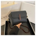 Chic black litchi pattern shell crossbody bag with brown leather accents and gold hardware - Black and Brown Patchwork