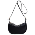 Bolso hobo minimalista de cuero PU negro con herrajes dorados y correa ajustable - Negro