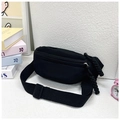 Sac banane noir en toile pour enfant avec tirette tressée et sangle réglable - Noir