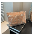 Borsa a tracolla intrecciata beige con delicati ricami floreali e zip dorata - Marrone