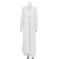 Completo casual 3 pezzi da donna con cardigan lungo, crop top e pantaloni larghi bianchi - S / Bianco