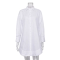 Détail d'une robe chemise blanche à manches longues ample avec col à revers et ourlet arrondi - S / Blanc