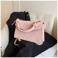 Pink marbled texture rectangular handbag with knotted handle and shoulder strap - Pink