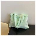 Bolso tote minimalista de felpa verde menta con gran capacidad y textura suave y esponjosa - Verde
