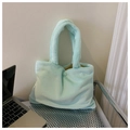 Bolso de mano minimalista de felpa verde menta con gran capacidad y diseño elegante - Azul