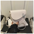 Chic cream white saddle shoulder bag with silver ring clasp and adjustable strap - Off White