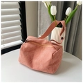 Bolso bandolera de pana rosa con correa ancha y gran capacidad de estilo casual chic - Rosa