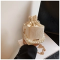 Creamy white box bag featuring a pearl handle and drawstring closure in a vintage style - White