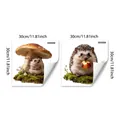 Two-piece hedgehog window sticker set with dimensions 30x30cm on white background - Hedgehog Mushroom Apple Set of 2 (D20709) / 30*30cm*2pcs