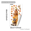 Stickers muraux animaux de la forêt d'automne avec ours et renards, format 60x30cm pour enfant - Animaux de la Forêt (M20212) / 30x60cm