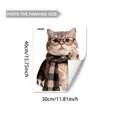 Specificaties 30x40cm voor statische raamsticker met schattige kat en bril - Kat met Ronde Bril en Geruite Sjaal (D20729)