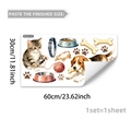 Detailed size specifications for a watercolor animal wall sticker measuring 30x60cm - Pet Dog And Cat Style (M20235)