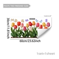 Feuille détaillée d'autocollants statiques tulipes et papillons pour vitres 60x30cm - Style Tulipe Papillon (D20916)