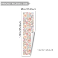 Pink floral static window film with 120x30cm size and decorative stained glass pattern - Pink Orange Floral Stained Style (XC20008) / 30cmx120cm