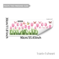 Détail du film de fenêtre tulipe rose et papillon montrant les dimensions 30x90 cm - Style Tulipe Rose (D20922)
