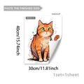 30x40cm hand-drawn orange cat wall sticker with self-adhesive PVC material and matte finish - Hand-painted Orange Cat Illustration Style (M20489)