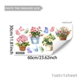 Détails de stickers de fenêtre statiques avec plantes aquarelles et papillons avec dimensions - Style Fleurs en Pot Papillon (D20924)