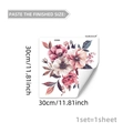 Minimalist floral wall sticker with pink and white flowers for home decor 30x30cm - Elegant Pink White Flowers Dark Blue Leaves Style (M20615)