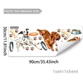Détails des stickers muraux chiens à l'aquarelle avec dimensions 30x90cm et accessoires - Thème Chiens De Compagnie (M20243)