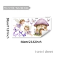 Cartoon flower fairy wall stickers with mushroom house and purple butterflies for bedroom - 30x60cm/Two Fairies & Purple Mushroom House (M20598)