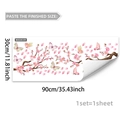 Detail view of pink cherry blossoms and butterfly wall sticker set, 30cm x 90cm dimensions - Pink Cherry Blossom And Butterfly Style (M20245)
