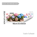 Stickers électrostatiques hérisson et hortensia avec dimensions de 90cm x 30cm pour vitre - Hérisson Hortensias Et Papillons (D20941)