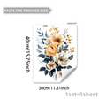 Zelfklevende bloemen muursticker met oranje bloemen en marineblauwe bladeren, 40x30cm - 30*40cm