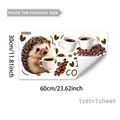 Detail view of coffee and hedgehog kitchen wall stickers with 30x60cm dimensions - I Love Coffee Hedgehog Style (M20248)